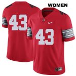 Women's NCAA Ohio State Buckeyes Ryan Batsch #43 College Stitched 2018 Spring Game No Name Authentic Nike Red Football Jersey YU20R16OY